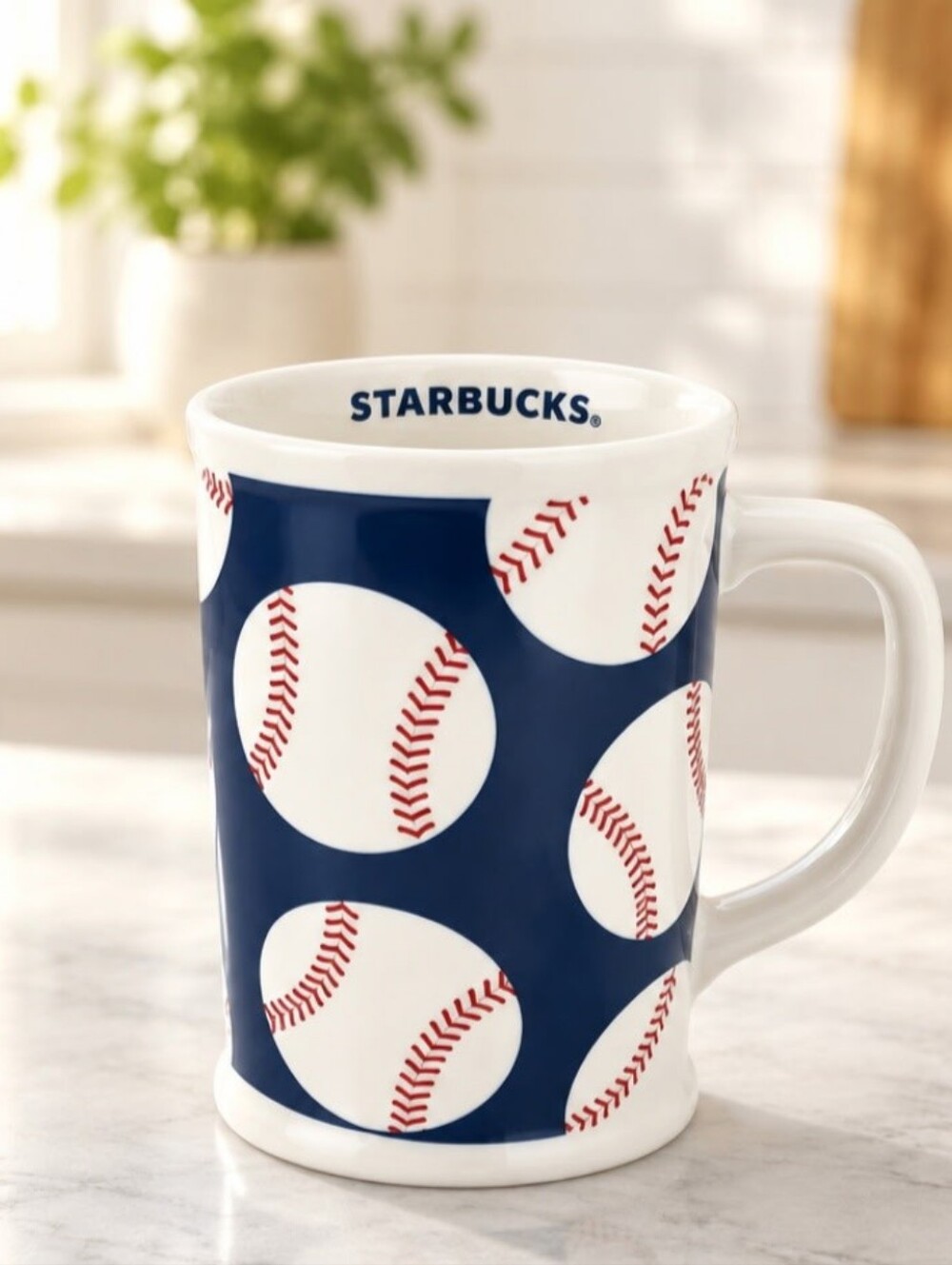 Starbucks 2007 Baseball Coffee Mug 16 oz Blue Collectible Pristine